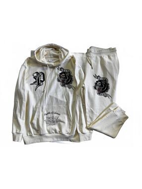 Left Point Cream White Panther Hoodie and Jogger Set